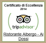TripAdvisor CERTIFICATO DI ECCELLENZA  RISTORANTE AI DOSSI - ARGENTA